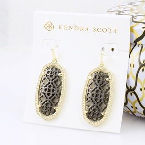 Christmas sale: Kendra Scott Elle Filigree Black&Gold color border earrings